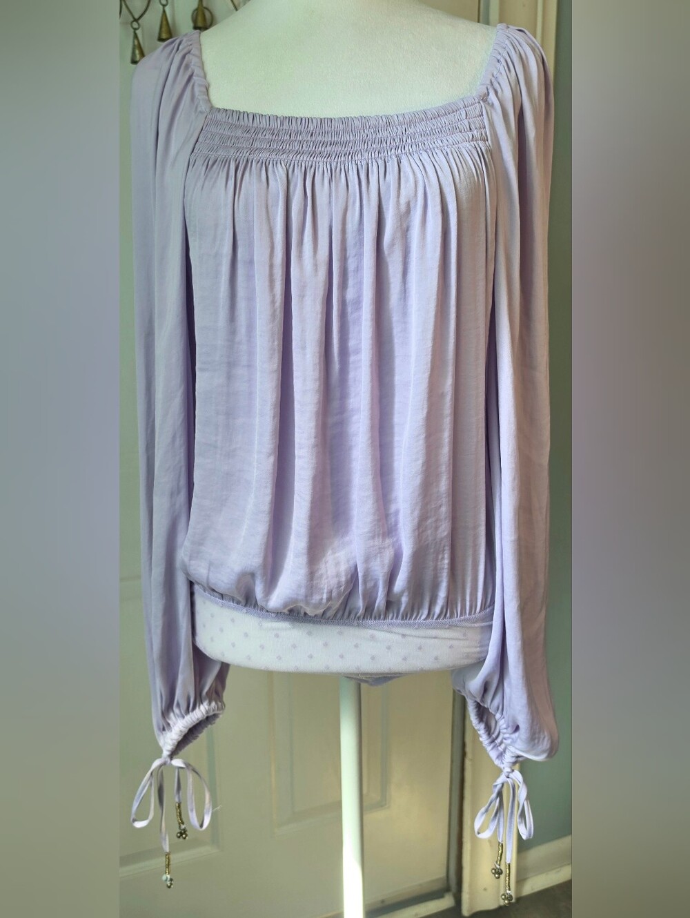 Intimately Free People Another Round Bodysuit Womens XS Lavender Long Balloon Sl